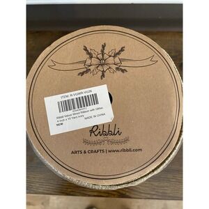 Ribbli Light Champagne Velvet Wired Ribbon 4 Inch Ivory Velvet w/ Champagne Glit